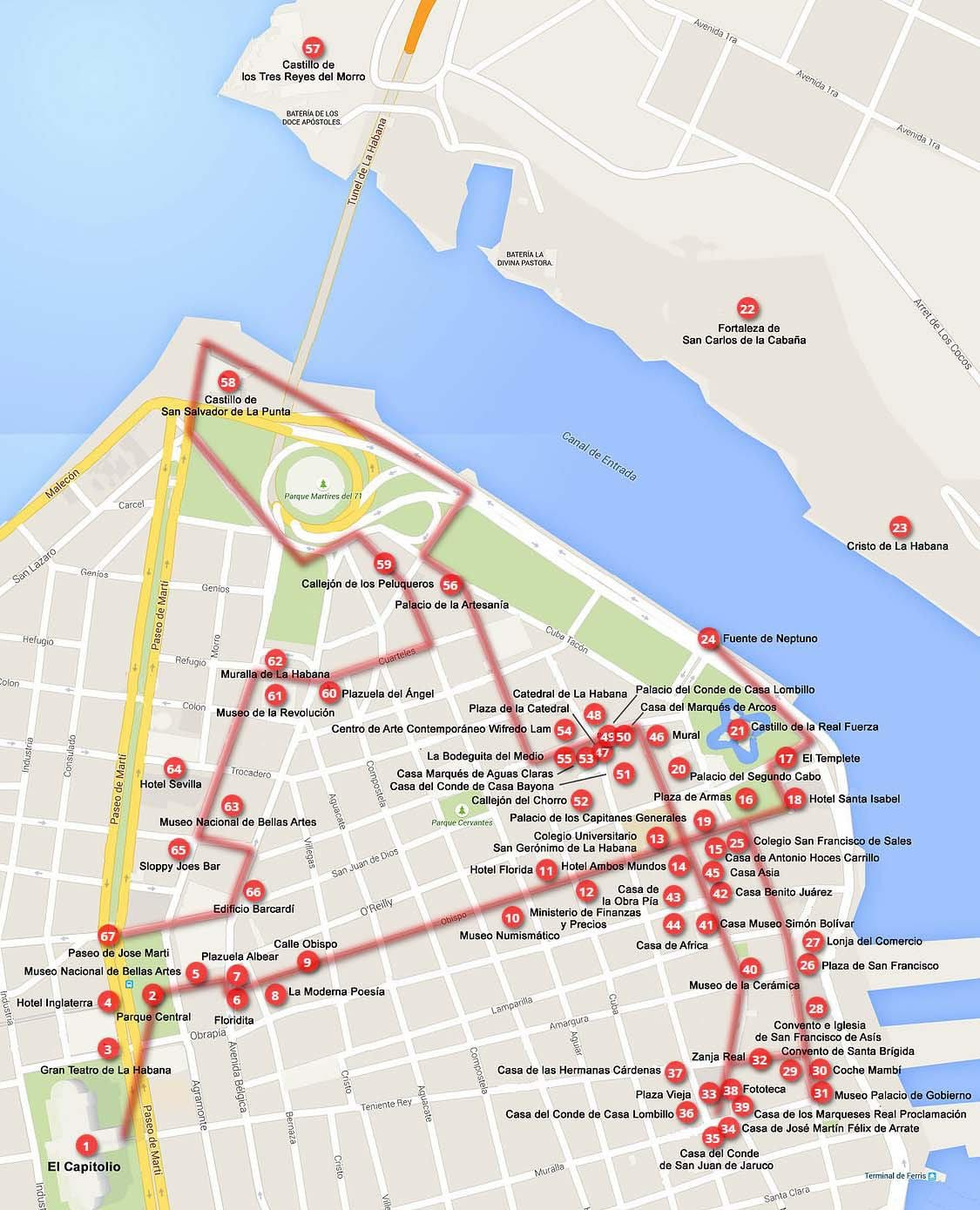stap kaart van Havana