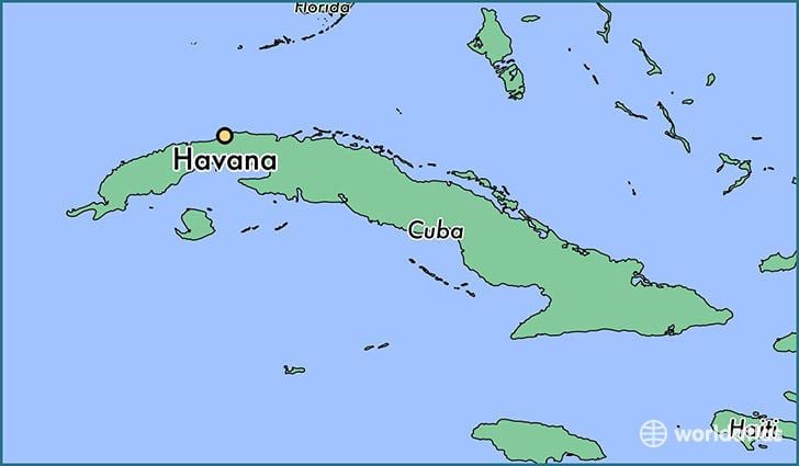 Havana-Kuba op kaart