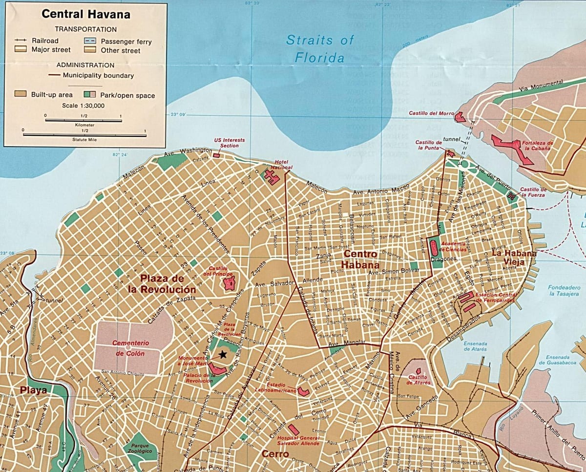 op die regte pad kaart van Havana