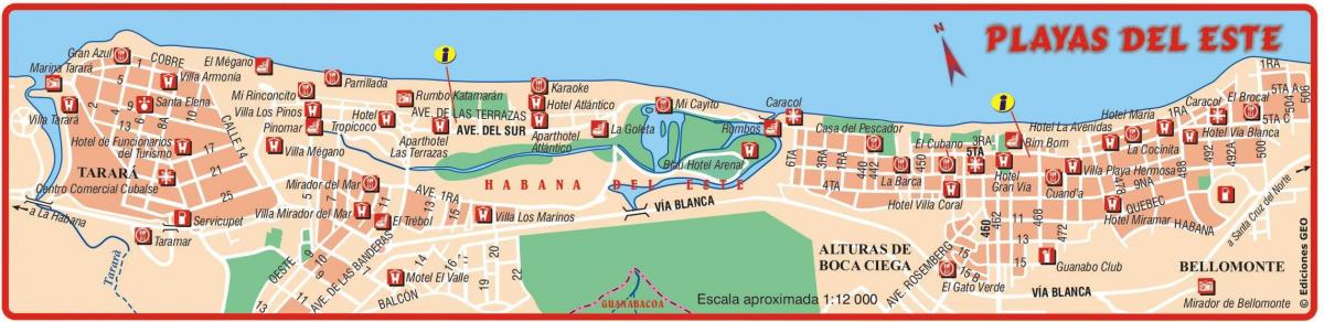 kaart van playa del este Kuba