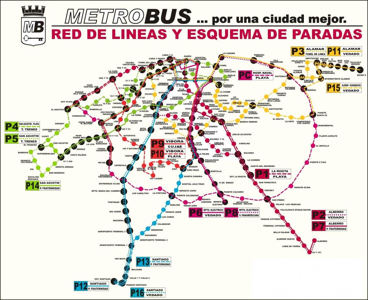 kaart van viazul bus stasie Havana